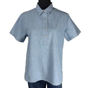 UNTUCKit Donza Pullover 1/4 Button Tunic Size 6 Blue Chambray Casual Relaxed NEW